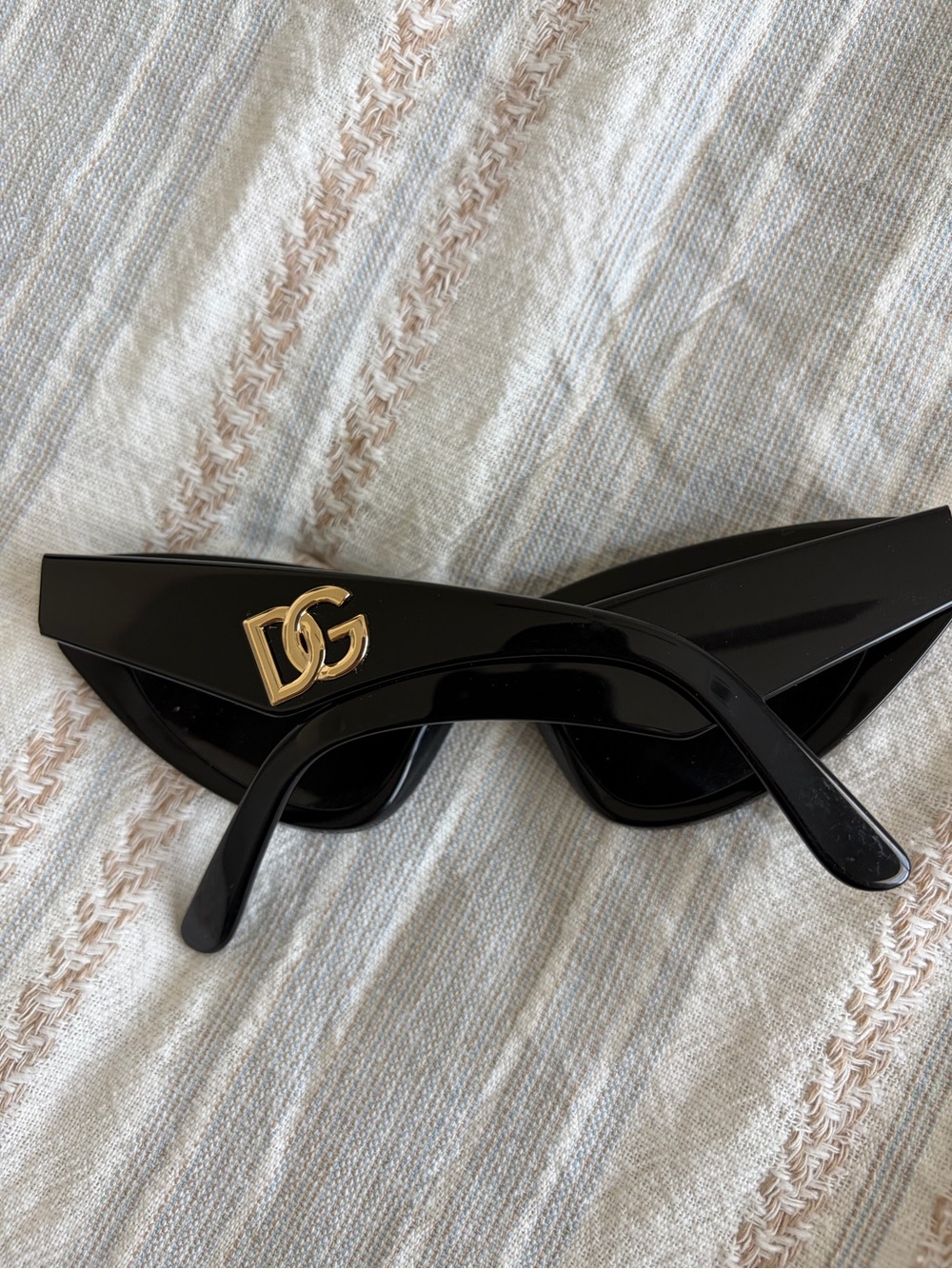 Dolce & Gabbana Black Cat-Eye Sunglasses with Gold DG Accent